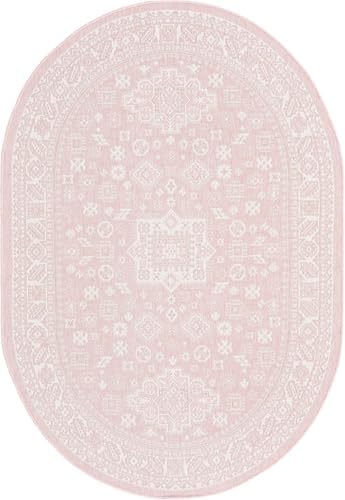 Rugs.com - Outdoor Aztec Rug – 5' 3 x 8' Oval Pink Washable Indoor/Outdoor Rug – Perfect for Patios, Decks, and Porches - Image 3