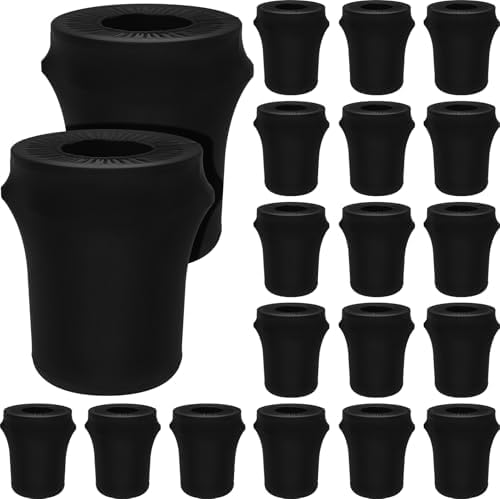 Tanlade 20 Pcs 32 Gallon Stretch Spandex Trash Can Covers Round, Black by Tanlade