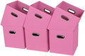 Black Fabric Cubby Storage Bins,13x13x13 Inches ,Cube Organizer Bin Foldable Storage Boxes with Dual Handles Fabric Organizer Box and collapsible Storage basket,Set of 6,Pink by Yunkeeper