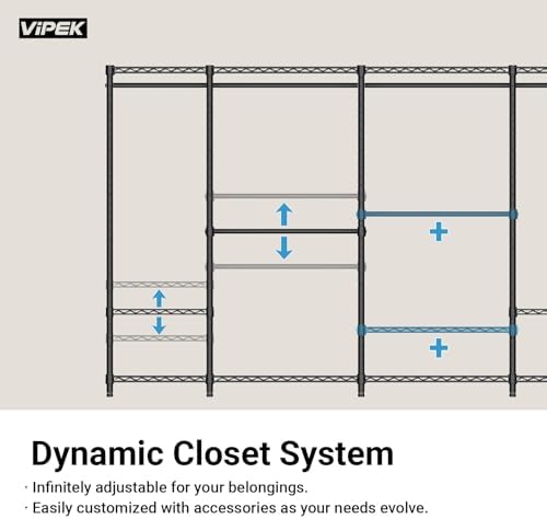 VIPEK V5C Portable Closet Wardrobe Bedroom Armoires Heavy Duty Covered Clothing Rack, Black Metal with Grey Oxford Fabric Cover, Adjustable Custom, 68.9" Lx15.7 Wx76.4 H - Image 6