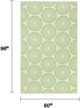 Fab Habitat Outdoor Rug - Waterproof, Fade Resistant, Crease-Free - Premium Recycled Plastic - Floral Medallion - Patio, Porch, Deck, Balcony - Rio - Green - 5 x 8 ft - Image 2