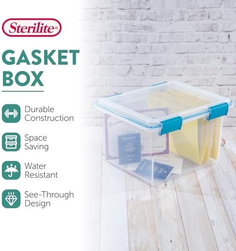 Sterilite Gasket Storage Box with Lids for Home & Office, 32 Quart, 16-Pack - Image 2
