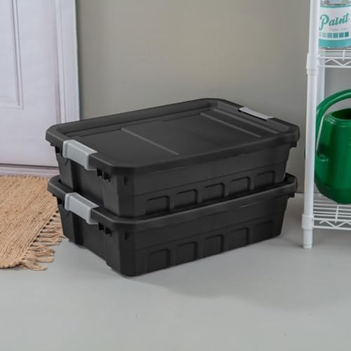Sterilite 24-Pack Plastic Storage Bins with Lids, Stackable Containers, 10 Gallon, Black - Image 4