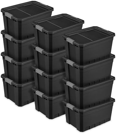 Sterilite Stacker Tote with Latching Lids for Garage, 19 Gallon, 12-Pack by Sterilite