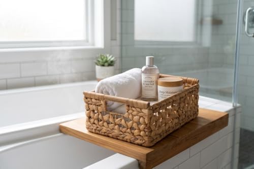 NAYA 16.5" Water Hyacinth Large Wicker Shelf Basket with Handles - Image 7
