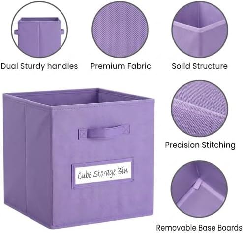 Storage Bins,11" Cube Storage Bin with Labels,10pcs,Purple - Image 2