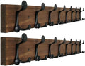 WEBI Coat Rack Wall Mount,43" Solid Wood Coat Hooks Wall Mounted Coat Hanger,16" Hole to Hole,Heavy Duty Hook Rack,8 Triple Hooks for Hanging Coats,Jacket,Hat,Backpack,Farmhouse,Brown,2 Packs by WEBI