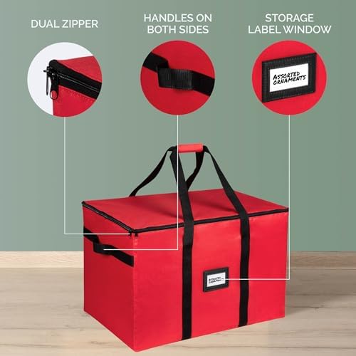 Christmas Ornament Storage Container,Box Stores Up to 96, Adjustable Dividers, Large Organizer Bin to Protect and Store Holiday Décor - Image 7