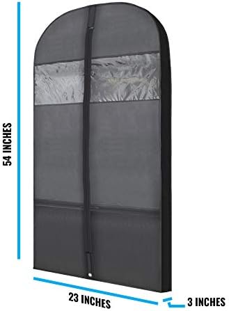 Plixio Gusseted Garment Bags Suit Bag for Travel and Clothing Storage of Dresses, Dress Shirts, Coats— Includes Zipper Pockets and Large Transparent Window (10 Pack: 54” X 24” x 3.4”) - Image 3
