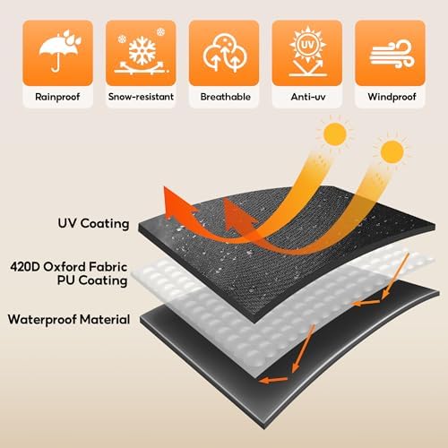 Outdoor Swing Covers for Patio Swing 3 Seater, 87" L X 49" D X 67" H, 3 Seat Swing Cover Waterproof, Porch Patio Swing Canopy Cover, Windproof UV Resistant All Weather Protector - Black - Image 4