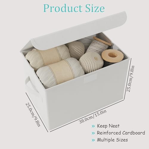 Storage Bins with Lids for Organizing, 4 Pack, White, 15x9.8x9.8 In - Image 3