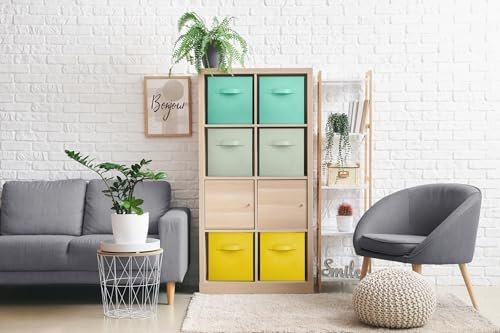 Sorbus 6-Pack Fabric Storage Cubes (13 Inch, Pastel Blue Green Yellow) - Image 4