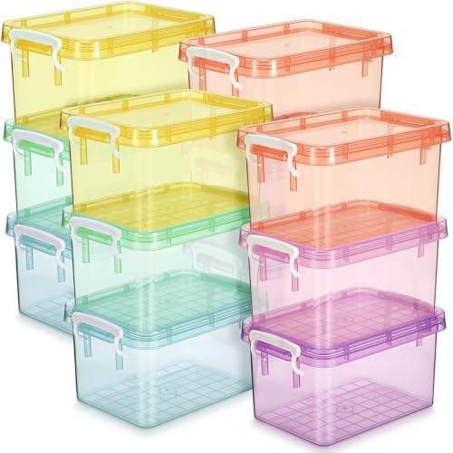 Wenqik 12 Pack Colorful Plastic Storage Bins with Lids, Colorful by Wenqik