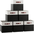 Ornavo Home 11x11 Foldable Fabric Storage Cube Bins, 6 Pack, White/Black by OrnavoHome