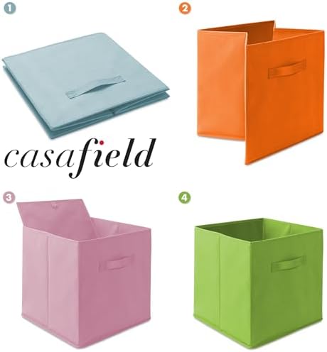 Casafield Set of 12 Collapsible Fabric Cube Storage Bins, Multicolor - 13" Foldable Cloth Baskets for Shelves, Cubby Organizers & More - Image 6