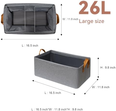 SNWDN 6 Pack Closet Cloth Storage Bins with Handles（Grey 16.5''L x 11.8''W x 9.8''H） - Image 2