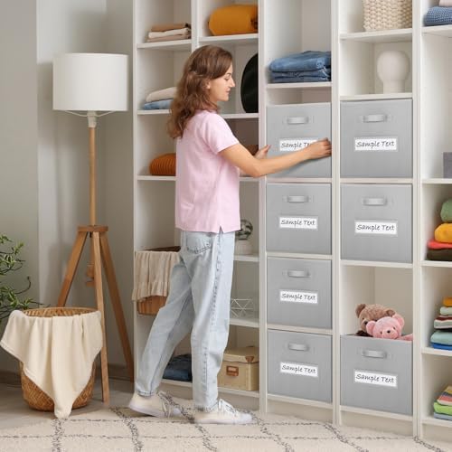 11x11 storage cube bins (Set of 10) Foldable Fabric storage cubes with 10 Labels Window Cards & a Pen,11 inch cube storage bin,Closet Organizers for Shelves,Cubby Organizer Boxes,Light Grey - Image 5