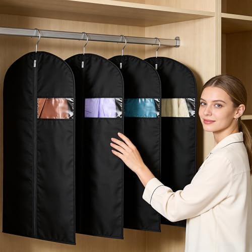 24 Pack Garment Bags for Hanging Clothes,47-inch Suit Cover Bags for Men Closet Storage Bags for Dresses, Shirts, Fur Coats, Dance Costumes - Hanging Suit Cover with Zipper and Clear Window 2 - Image 6