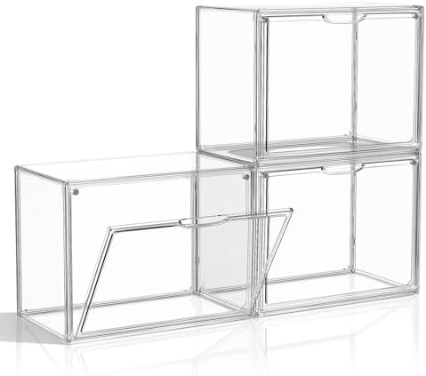 Purse Organizer for Closet, 3 Pack Handbag Storage Organizer, Clear Acrylic Display Case for Collectibles, Stackable Bag Organizer with Magnetic Door for Wallet, Clutch, Figure, Toys by MSHOMELYDIRECT