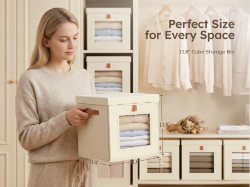 Homsorout Cube Storage Bins with Lids - Front Opening, Clear Window, 6 Pack - Image 7