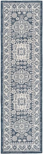 Rugs.com - Outdoor Aztec Rug – 8 Ft Runner Blue Indoor/Outdoor Rug – Weather-Resistant Flatweave for Patios, Porches, and Entryways - Image 3