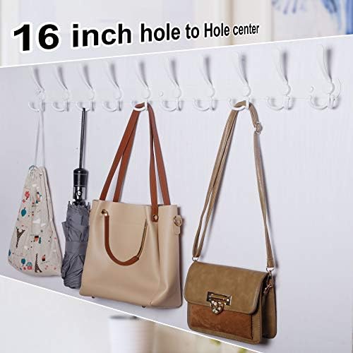 WEBI Coat Rack Wall Mount,37 5/8" Long,10 Hooks,Coat Hooks Wall Mounted,16" Hole to Hole,Coat Hanger Wall,Tri Hooks for Hanging Coats,Clothes,Jacket,Hats,White - Image 5