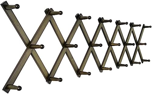 SKOLOO Hat Rack for Wall with 20 Hooks, Solid Wooden, Modern, Expandable Coat Rack Wall Mount for Coats, Hats, Bags, Baseball Caps, Dark Walnut Color by SKOLOO