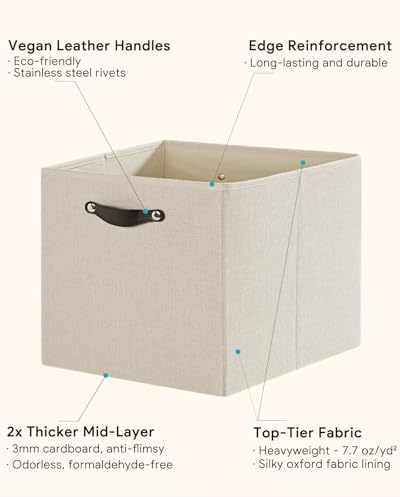 Cube Storage Bins | 13"x13"x13", Beige, 6 Pack - Image 5