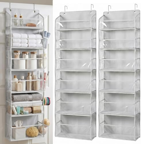 HOMELUX THEORY Over the Door Organizer, 6-Tier, 100D Fabric Transparent 2pc by HomeluxTheory