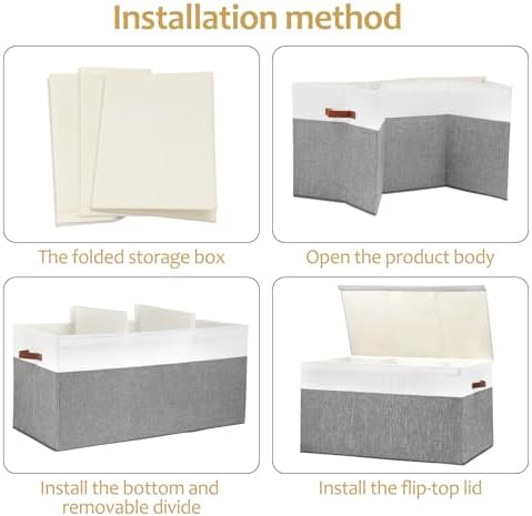 Extra Large Toy Storage Box with Lid,Toy Chest Bin Basket with Dividers - Image 7