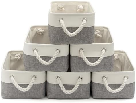 11.8x7.9x5.2 Inch Fabric Small Storage Bins with Handles 6 Pack by VQRTEXAStorageBasket