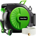 Retractable Garden Hose Reel 66FT x 1/2 in, Wall Mount Water Hose Reel for Outside with Auto Rewind, Tangle-Free Guide, 180° Swivel Bracket, Lock at Any Length, High-Pressure Flow, 10-Pattern Nozzle by Unknown