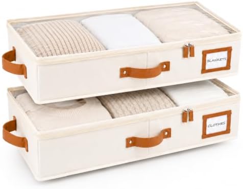 HOMELUX THEORY Under Bed Storage, Medium 2pc with Lid, Ivory by HomeluxTheory