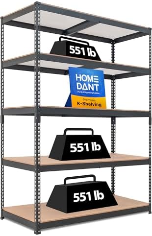 HOMEDANT Black 47.7" Deep 5 Tier Storage Shelves Garage Shelving Unit Metal by TheBestOrganizingSolution