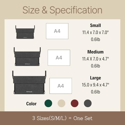 meaningLAB 3 Assorted Sizes Collapsible Felt Storage Box - 2in1 Function with Lid - Versatile Felt Storage Bins for Closet, Cube Organizer, Makeup & Basket (Gray) - Image 7