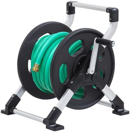 Liberty Garden 306 Explorer Floor or Wall Mount Hose Reel, Aluminum, Holds 150-feet of 5/8-Inch hose, Silver/Black - Image 2