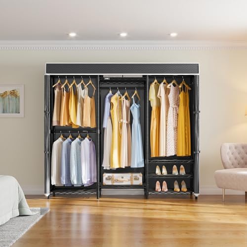 VIPEK V5C Medium Covered Clothes Rack Heavy Duty Portable Closet Wardrobe, Freestanding Black Clothing with Upgraded Polyester Cover, Adjustable Custom, 56.7" Lx15.7 Wx76.4 H - Image 3
