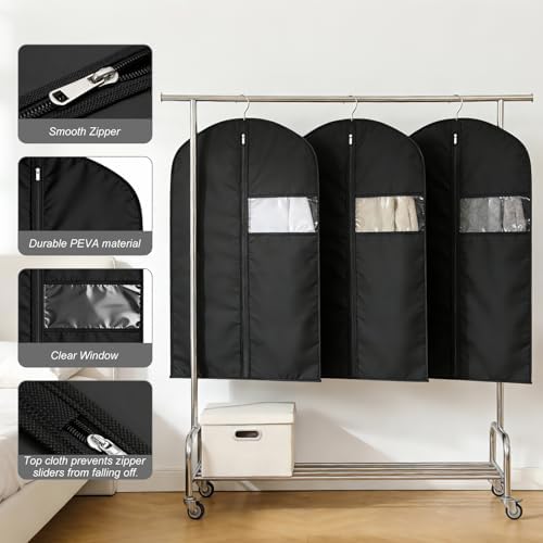 24 Pack Garment Bags for Hanging Clothes,47-inch Suit Cover Bags for Men Closet Storage Bags for Dresses, Shirts, Fur Coats, Dance Costumes - Hanging Suit Cover with Zipper and Clear Window 2 - Image 4