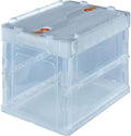 TRUSCO TR-C20B-TM Thin Folding Container, 6.3 gal (20 L) Locking Lid, Transparent, Storage Case by Trusco