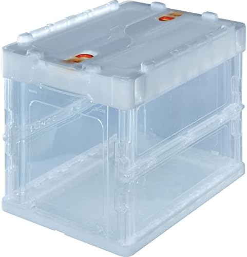 TRUSCO TR-C20B-TM Thin Folding Container, 6.3 gal (20 L) Locking Lid, Transparent, Storage Case by Trusco
