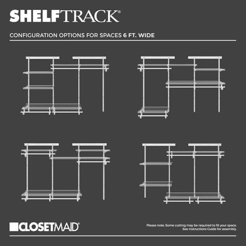 ClosetMaid ShelfTrack Wire Closet Organizer System, Adjustable from 4 to 6 Ft., With Shelves, Clothes Rods, Hardware, Durable Steel, White - Image 5