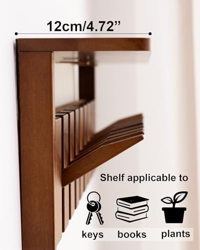 Wooden Coat Rack Wall Mount with Shelf, Heavy Duty Entryway Organizer with 8 Hooks,Coat Hooks Hanger for Coats, Hats, Bags & Towels, Walnut Wall Hanger for Hallway, Bedroom, Kitchen (8 Hooks) - Image 6