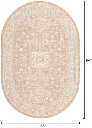 Rugs.com - Outdoor Aztec Rug – 5' 3 x 8' Oval Natural Indoor/Outdoor Rug – Weather Resistant Flatweave for Patios, Decks, and Porches - Image 2