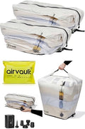 AirVault Vacuum Duffle Travel Bag with Air Pump, Waterproof Compression Storage Bags for Travel & Moving (White - 120L (2-Pack), Tapered Duffle) by AirVault