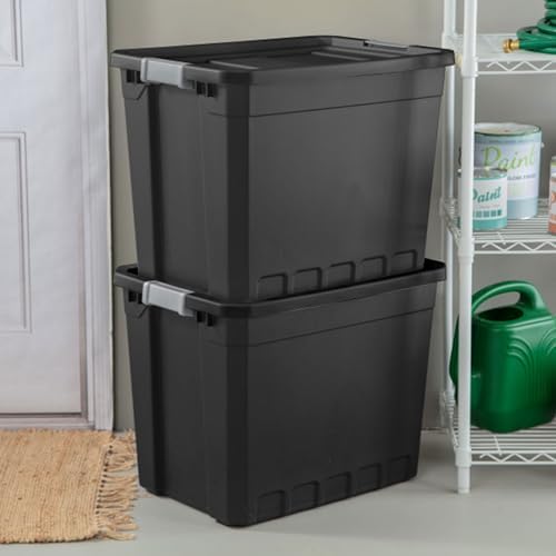 Sterilite 16-Pack Plastic Storage Bins with Lids, Stackable Containers, 27 Gallon, Black - Image 5