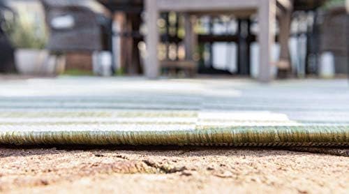Unique Loom Outdoor Striped Collection Area Rug - Striped (2' x 6' 1" Runner, Green/Ivory) - Image 5