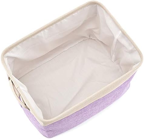EZOWare Set of 3 Large Canvas Fabric Tweed Storage Organizer Cube Set W/Handles for Nursery Kids Toddlers Home and Office - 15 L x 10.5 W x 9.4 H -Purple - Image 4