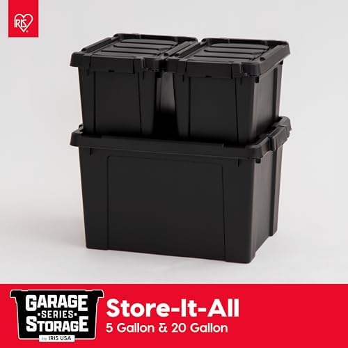 IRIS USA 6-Pack 5 Gal Heavy Duty Lockable Storage Totes with lids, Black - Image 2