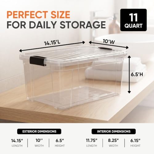 Superio 11 Quart Clear Plastic Storage Boxes with Lids, Stackable Organizer Containers, BPA-Free Storage Bins for Home, Office, School & Dorm, 2 Pack - Image 3