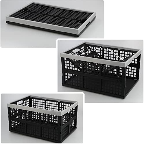 Kekow 3-Pack Black Plastic Collapsible Storage Basket, 42 L Folding Crates - Image 6